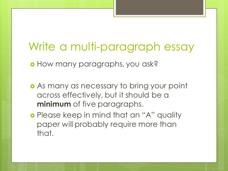 Multi paragraph essay?